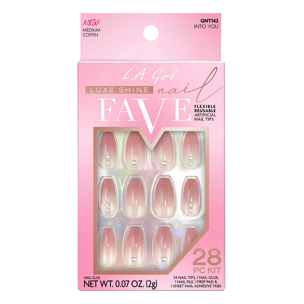L.A.Girl Luxe Shine Nail Fave Artificial Nail Tips-Into You -28 Pc Kit 4pc Set + 1 Full Size Product Worth 25% Value Free