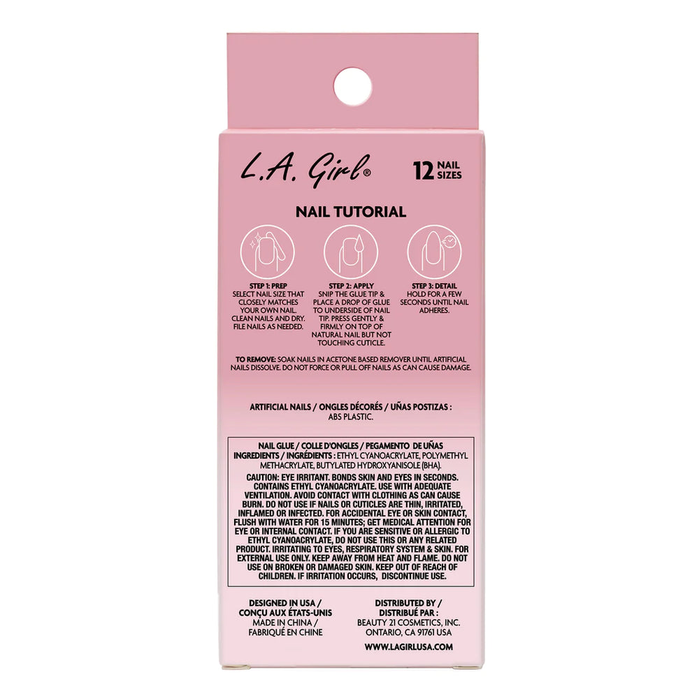 L.A.Girl Oh So Shiny Artificial Nail Tips-Modern French Tip -25Pc Kit 4pc Set + 1 Full Size Product Worth 25% Value Free