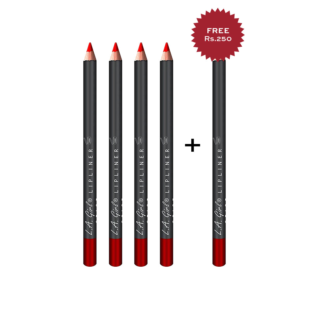 L.A. Girl  Lipliner Pencil-Forever Red 4Pc Set + 1 Full Size Product Worth 25% Value Free