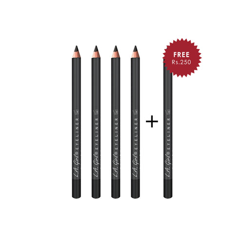 L.A Girl Eyeliner Pencil - Black 4pc Set + 1 Full Size Product Worth 25% Value Free