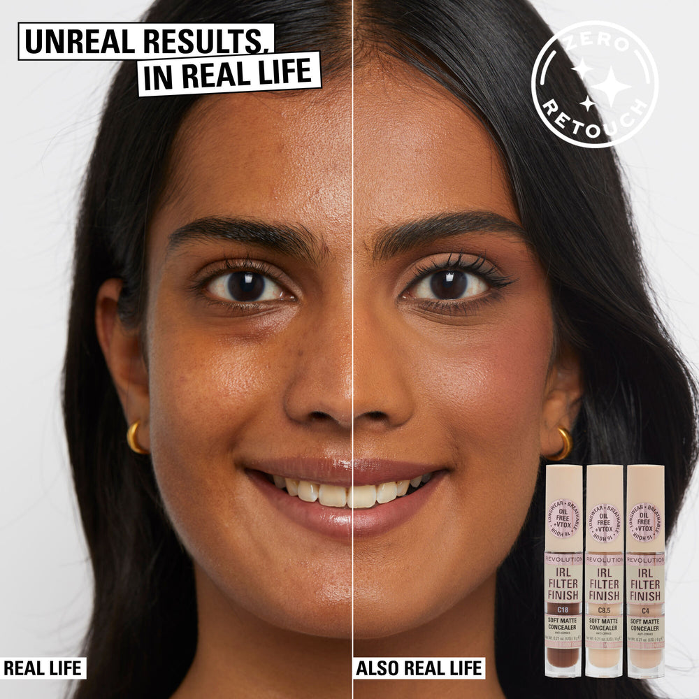 Makeup Revolution IRL Filter Finish Concealer C8.5 4pc Set + 1 Full Size Product Worth 25% Value Free