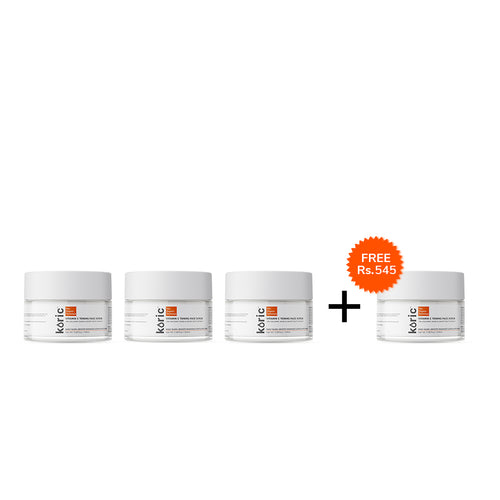 Koric Daily Glow Vitamin C Toning Face Scrub 3pc Set + 1 Full Size Product Worth Rs 545 Free
