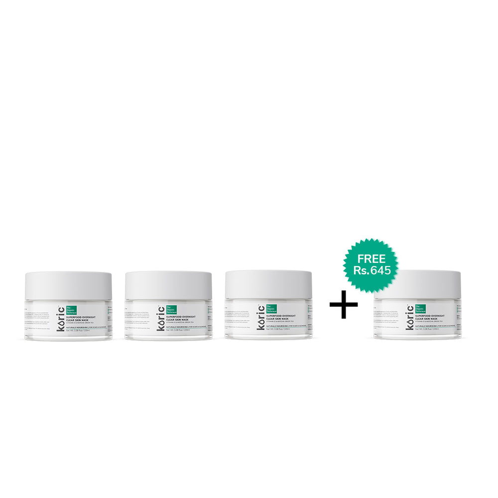 Koric Naturally Nourishing Superfood Overnight Clear Skin Mask 3pc Set + 1 Full Size Product Worth Rs 645 Free