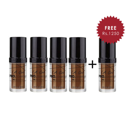 L.A. Girl Pro Coverage Illuminating HD Foundation- Rich Cocoa 4pc Set + 1 Full Size Product Worth 25% Value Free