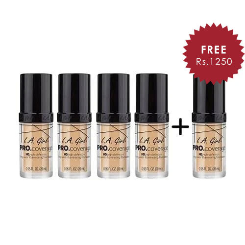 L.A. Girl Pro Coverage Illuminating HD Foundation- Fair 4pc Set + 1 Full Size Product Worth 25% Value Free
