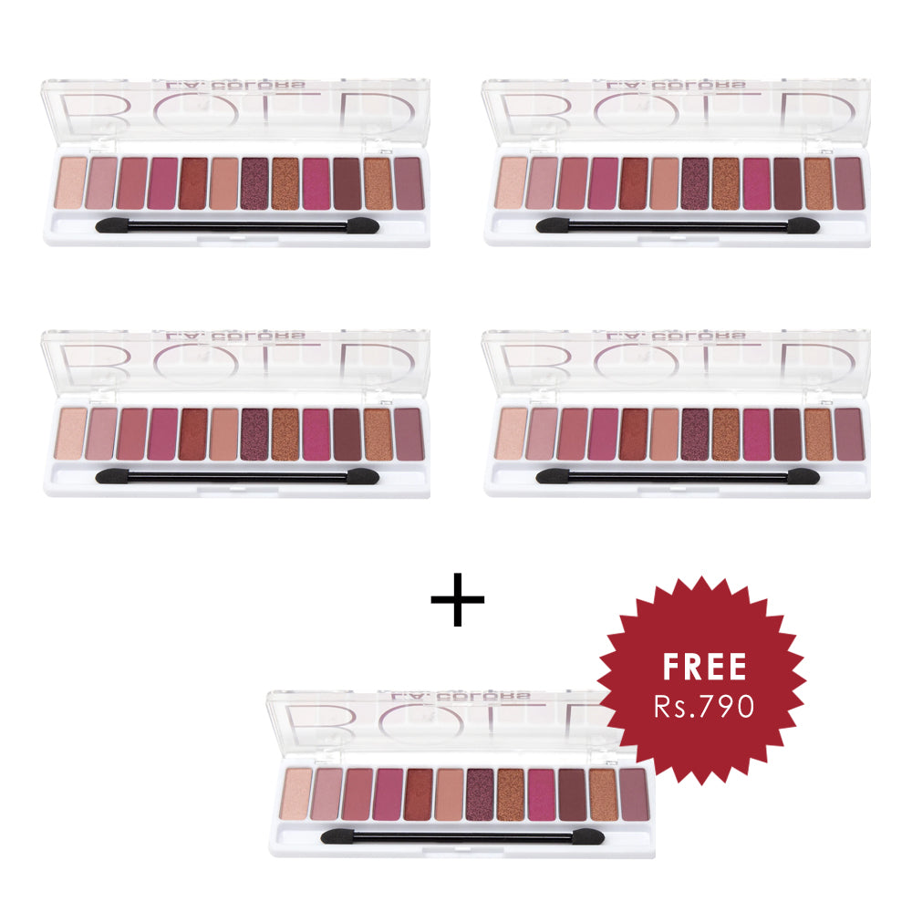 L.A. Colors 20 Color Eyeshadow Palette - Socialite 4pc Set + 1 Full Size  Product Worth 25% Value Free