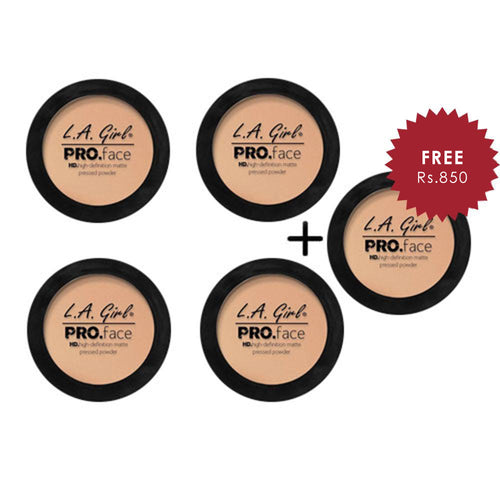 L.A. Girl HD Pro Face Pressed Powder - Buff 4pc Set + 1 Full Size Product Worth 25% Value Free