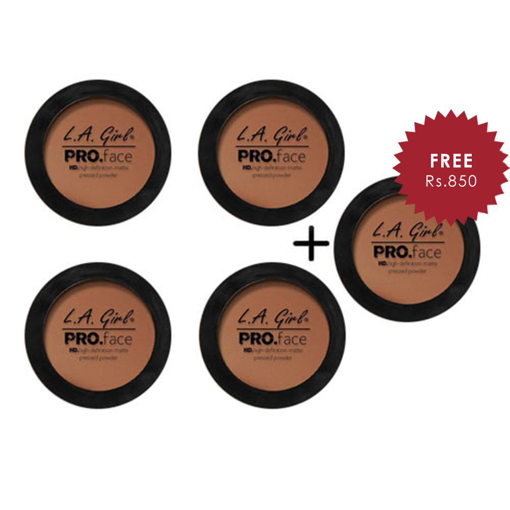 L.A. Girl HD Pro Face Pressed Powder - Cocoa 4pc Set + 1 Full Size Product Worth 25% Value Free