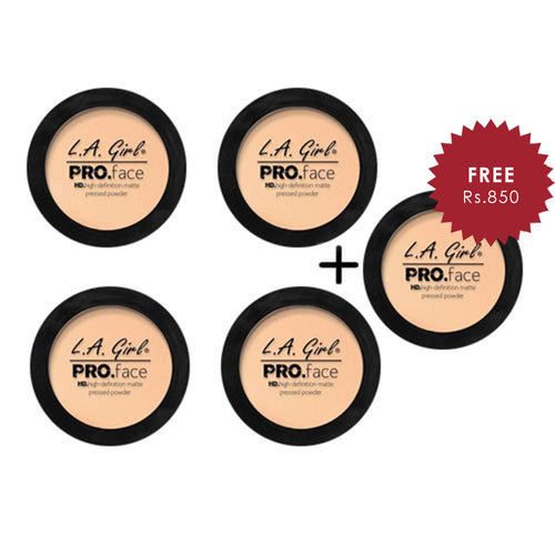 L.A. Girl HD Pro Face Pressed Powder - Porcelain 4pc Set + 1 Full Size Product Worth 25% Value Free