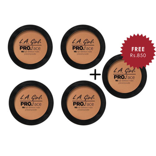L.A. Girl HD Pro Face Pressed Powder - Toffee 4pc Set + 1 Full Size Product Worth 25% Value Free
