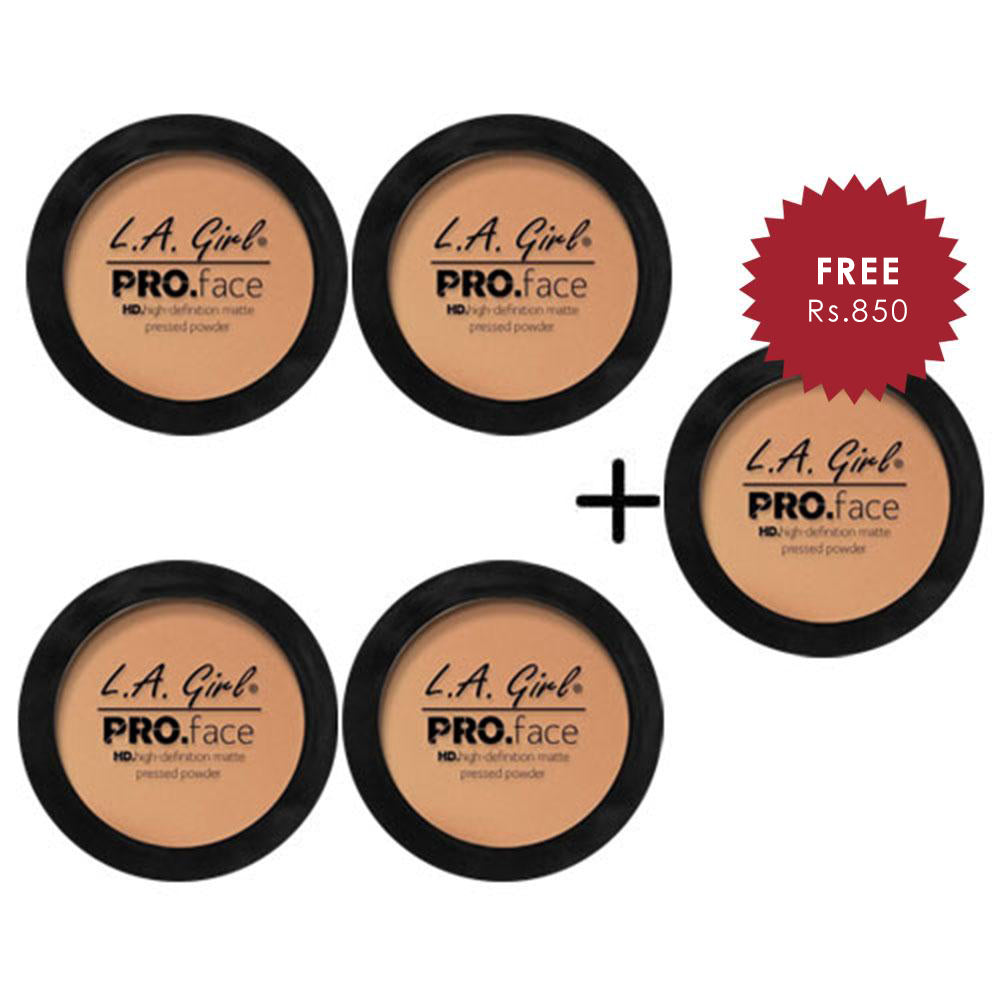 L.A. Girl HD Pro Face Pressed Powder - Warm Honey 4pc Set + 1 Full Size Product Worth 25% Value Free