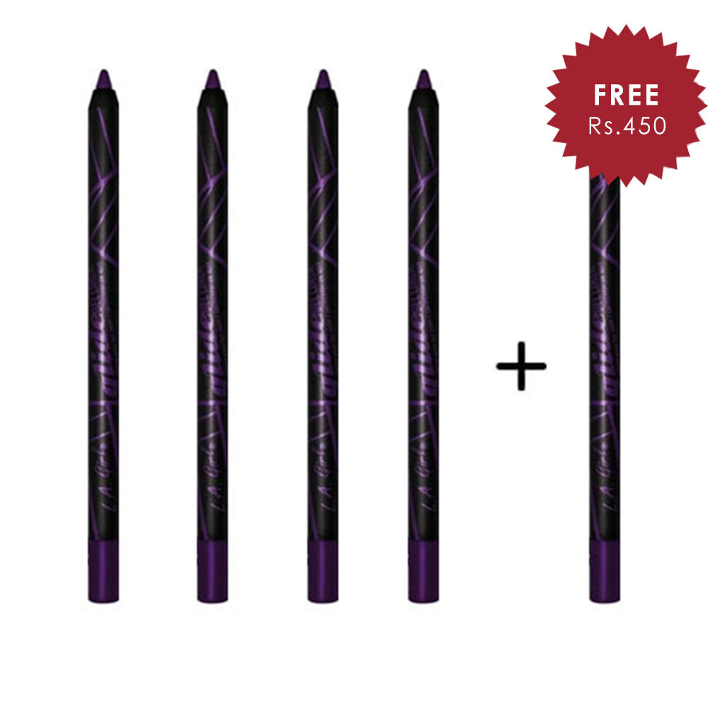 L.A. Girl Glide Gel Eye Liner Pencil - Black Amethyst 4pc Set + 1 Full Size Product Worth 25% Value Free