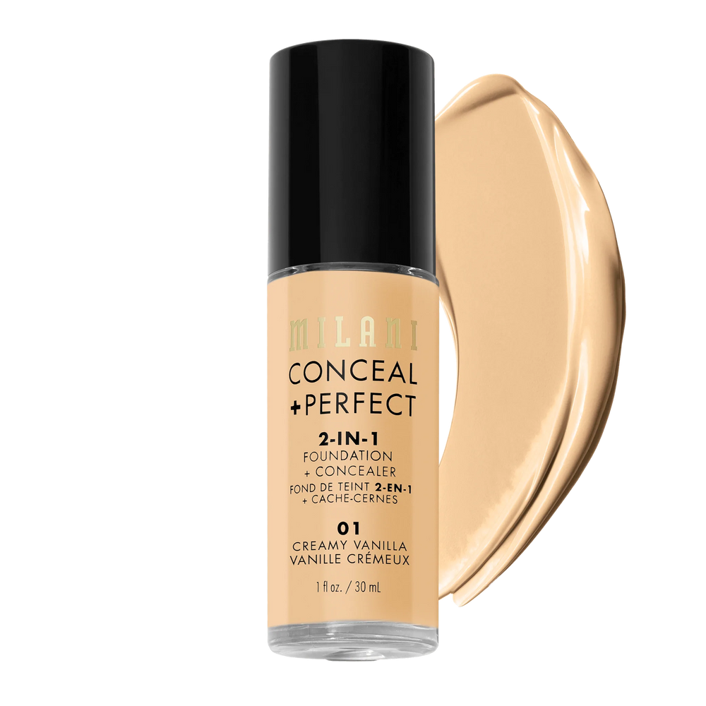 Milani Conceal + Perfect 2-in-1 Foundation + Concealer - Creamy Vanilla 4pc Set + 1 Full Size Product Worth 25% Value Free