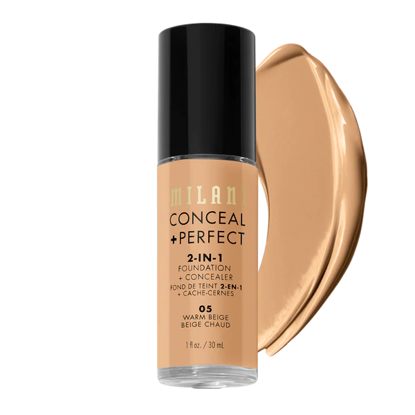 Milani Conceal + Perfect 2-in-1 Foundation + Concealer - Warm Beige 4pc Set + 1 Full Size Product Worth 25% Value Free