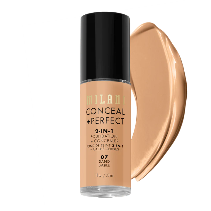 Milani Conceal + Perfect 2-in-1 Foundation + Concealer- Sand 4pc Set + 1 Full Size Product Worth 25% Value Free