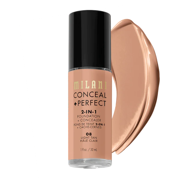 Milani Conceal + Perfect 2-in-1 Foundation + Concealer - Light Tan 4pc Set + 1 Full Size Product Worth 25% Value Free