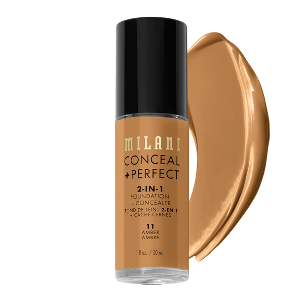 Milani Conceal + Perfect 2-in-1 Foundation + Concealer - Amber 4pc Set + 1 Full Size Product Worth 25% Value Free