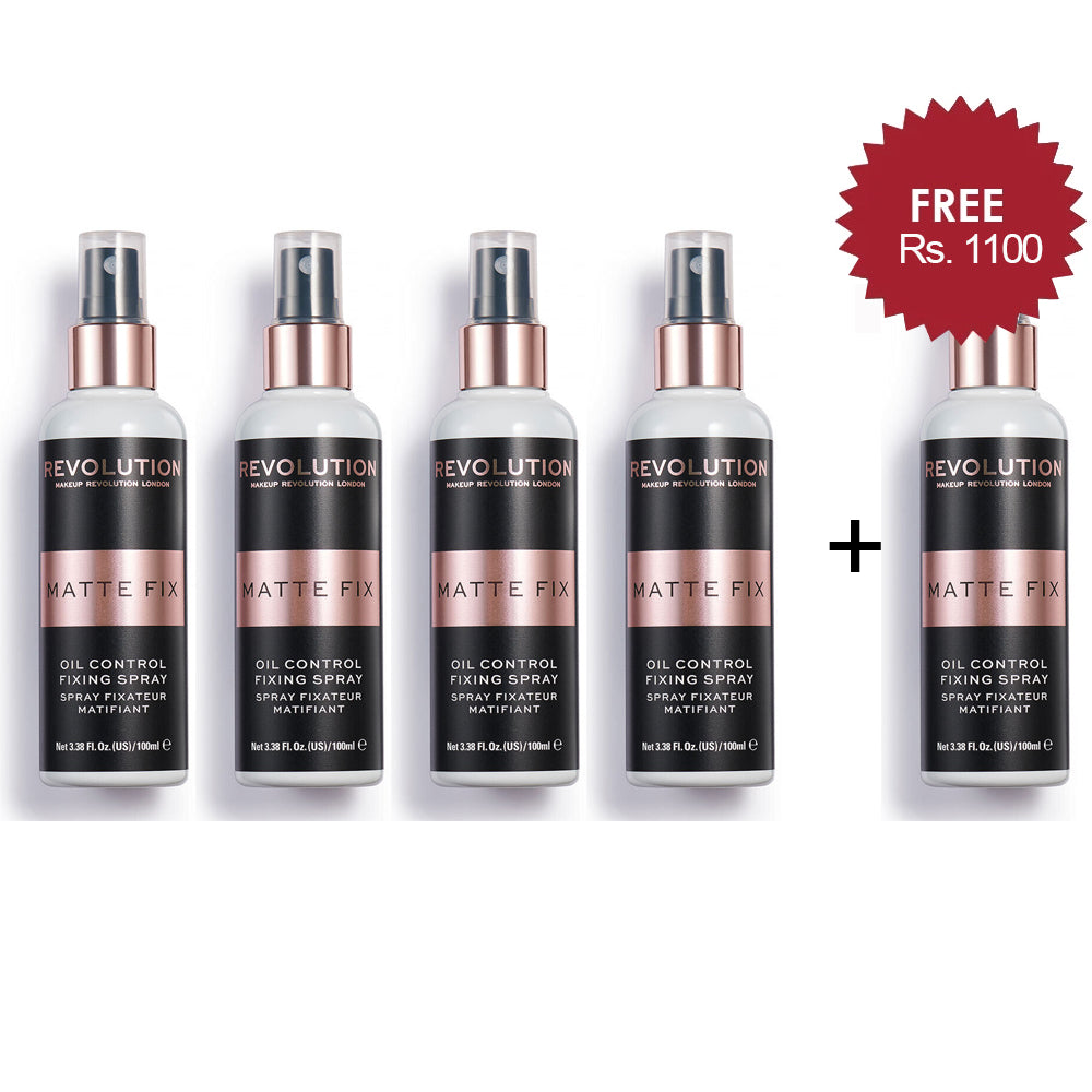 Makeup Revolution Pro Fix Oil Control Makeup Fixing Spray 4Pcs Set + 1 Full Size Product Worth 25% Value Free