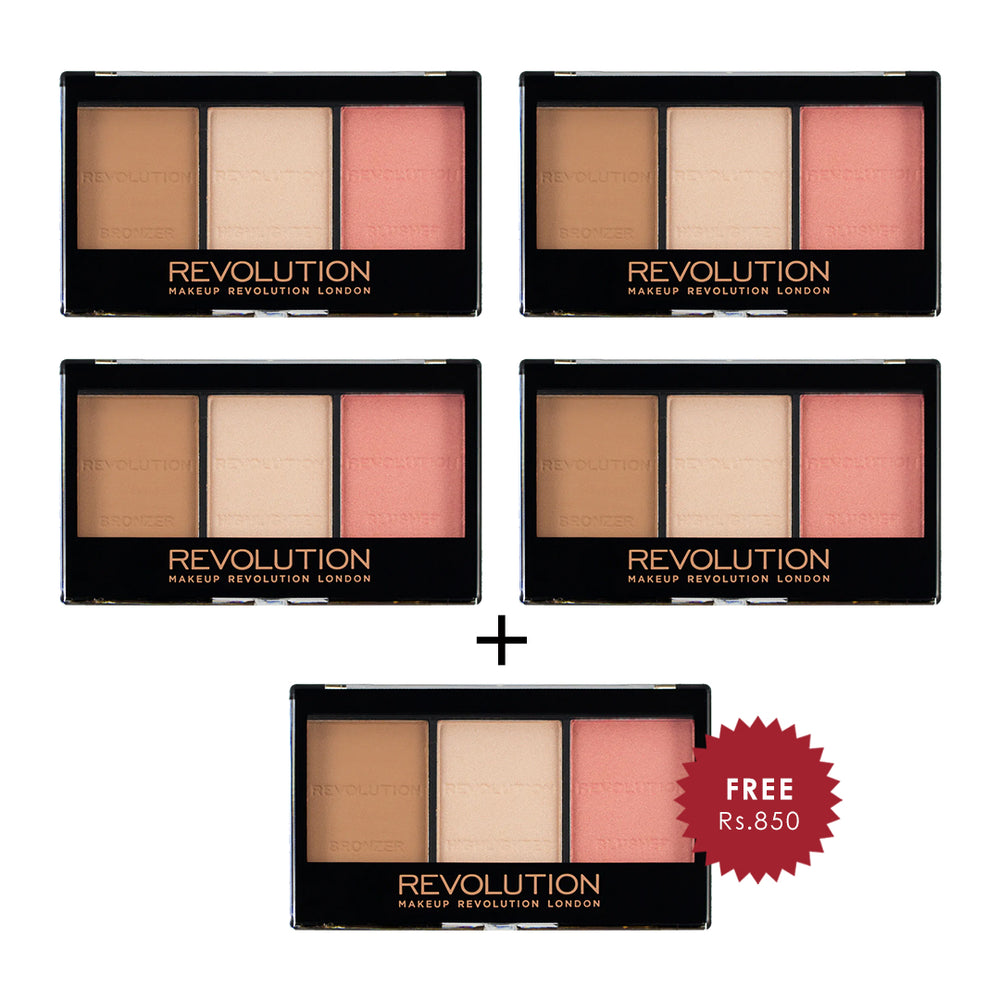 Makeup Revolution Ultra Brightening Contour Kit Fair C01 4pc Set + 1 Full Size Product Worth 25% Value Free