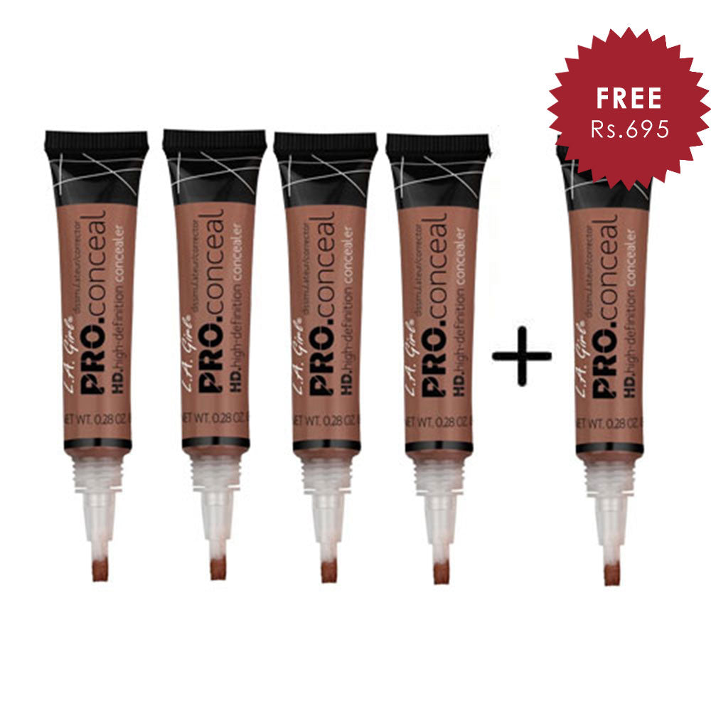L.A. Girl Pro Conceal HD- Mahogany 4pc Set + 1 Full Size Product Worth 25% Value Free