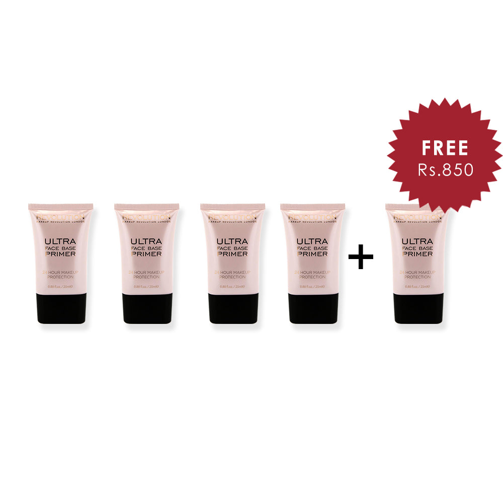 Makeup Revolution Ultra Face Base Primer 4Pcs Set + 1 Full Size Product Worth 25% Value Free