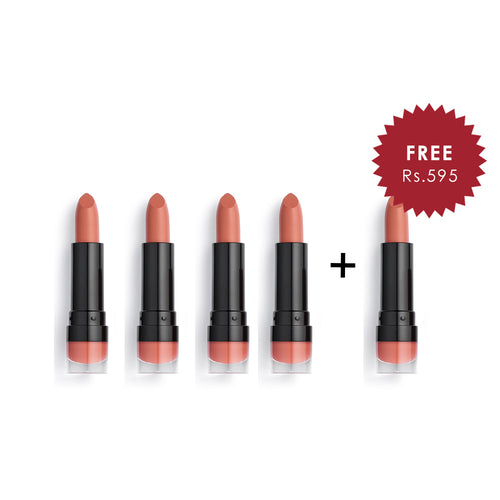 Makeup Revolution Matte Lipstick - Attraction 105 4Pcs Set + 1 Full Size Product Worth 25% Value Free