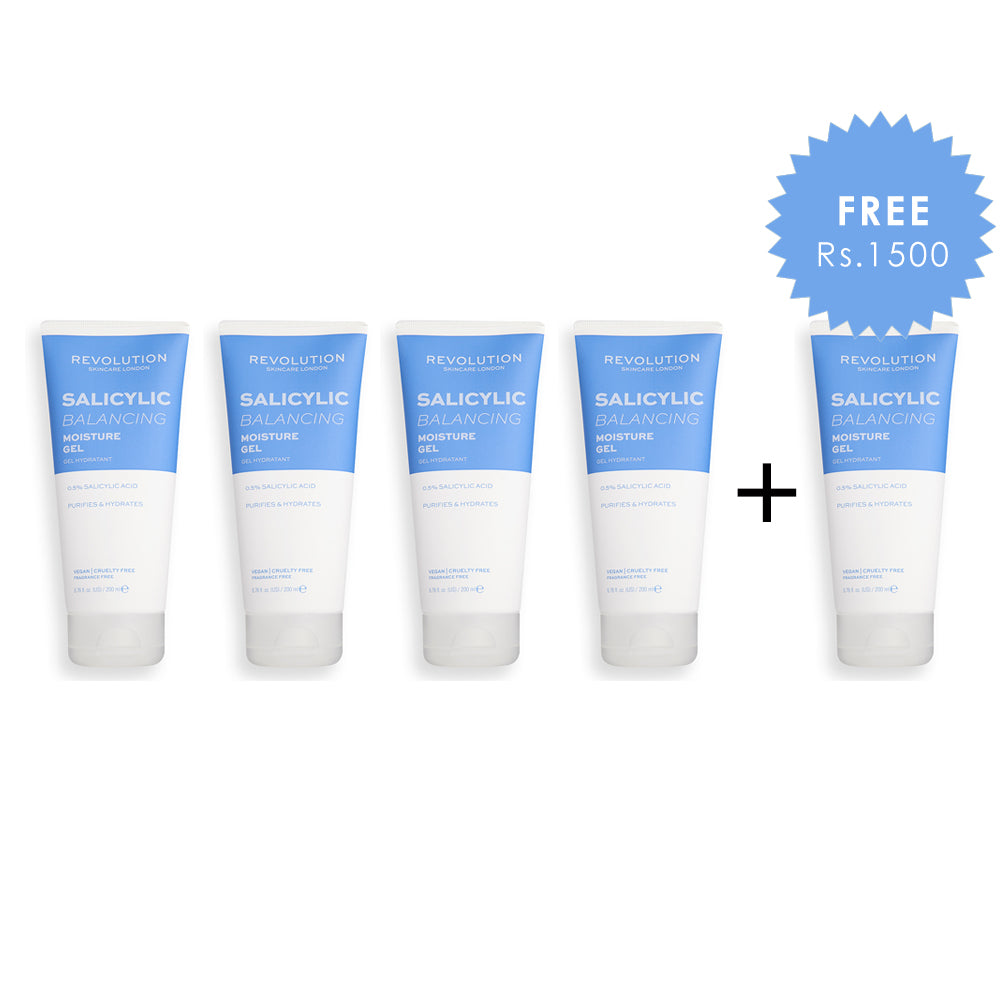 Revolution Body Skincare Salicylic (Balancing) Moisture Gel 4pc Set + 1 Full Size Product Worth 25% Value Free