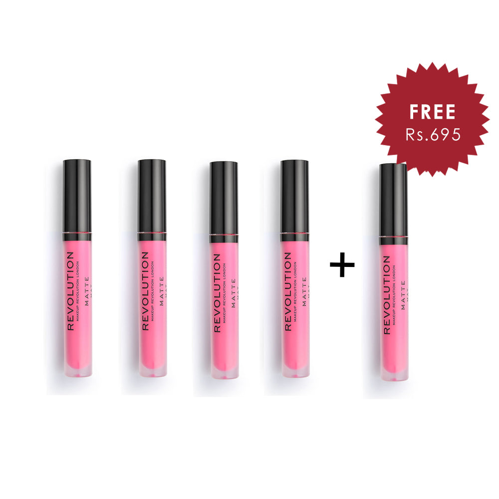 Makeup Revolution Cutie 139 Matte Lip 4Pcs Set + 1 Full Size Product Worth 25% Value Free