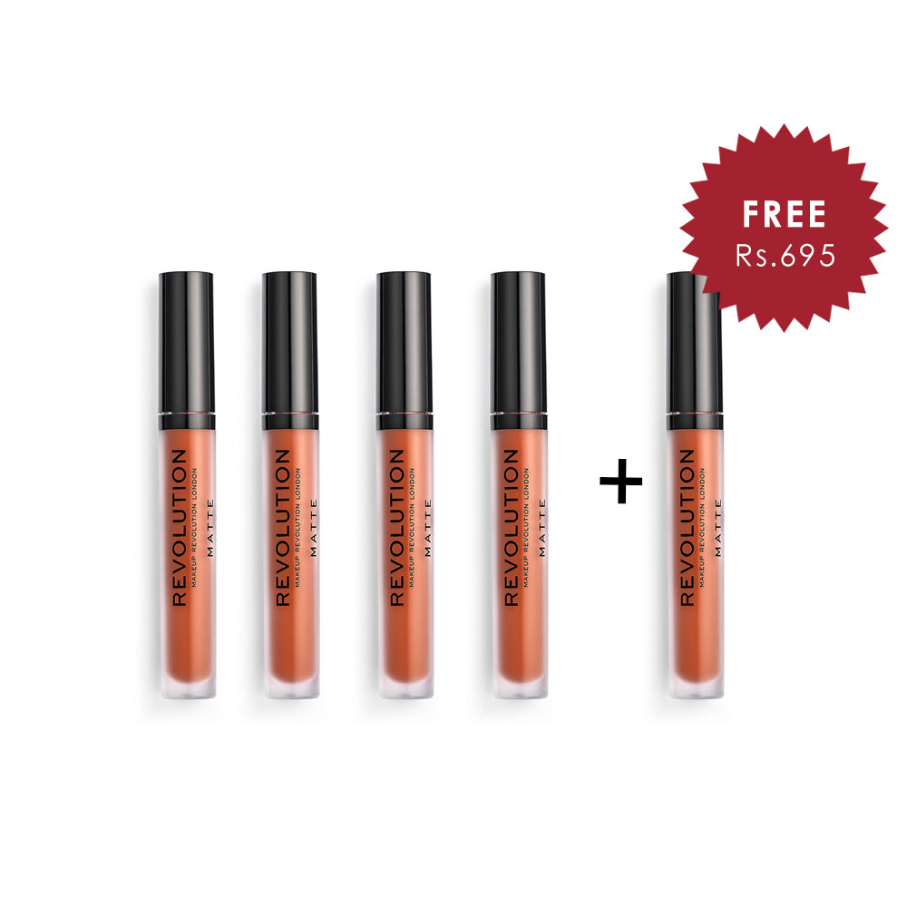 Makeup Revolution Demeanour 127 Matte Lipstick 4Pcs Set + 1 Full Size Product Worth 25% Value Free