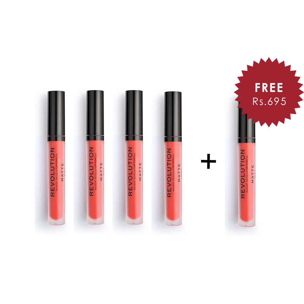 Makeup Revolution Destiny 133 Matte Lip 4Pcs Set + 1 Full Size Product Worth 25% Value Free