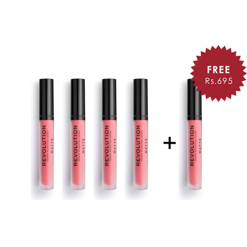 Makeup Revolution Excess 138 Matte Lip 4Pcs Set + 1 Full Size Product Worth 25% Value Free