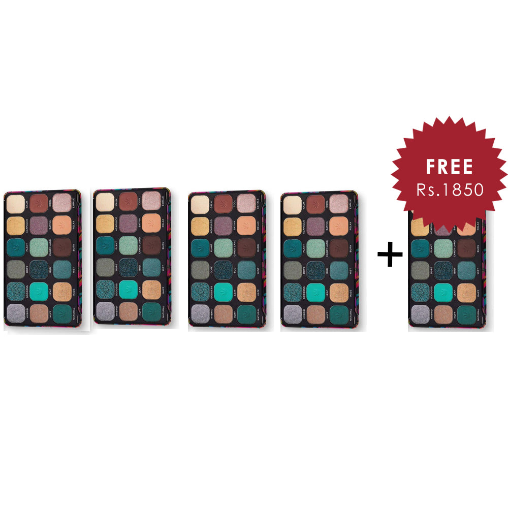 Makeup Revolution Forever Flawless Chilled with Cannabis Sativa Eyeshadow Palette 4Pcs Set + 1 Full Size Product Worth 25% Value Free