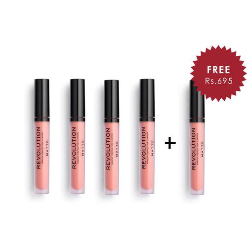Makeup Revolution Glorified 106 Matte Lipstick 4Pcs Set + 1 Full Size Product Worth 25% Value Free