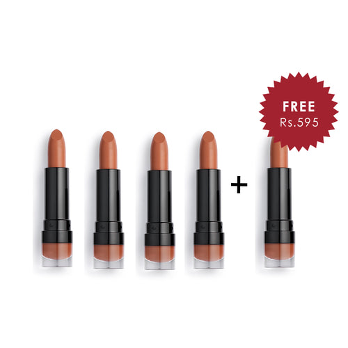 Makeup Revolution Matte Lipstick - Muse 126 4Pcs Set + 1 Full Size Product Worth 25% Value Free