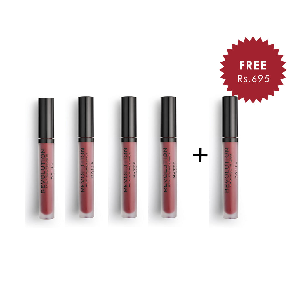 Makeup Revolution Vampire 147 Matte Lip 4Pcs Set + 1 Full Size Product Worth 25% Value Free