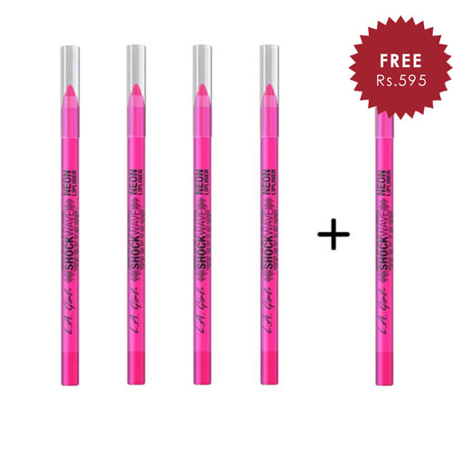 L.A. Girl Shockwave Neon Lip Liner - Pop 4pc Set + 1 Full Size Product Worth 25% Value Free