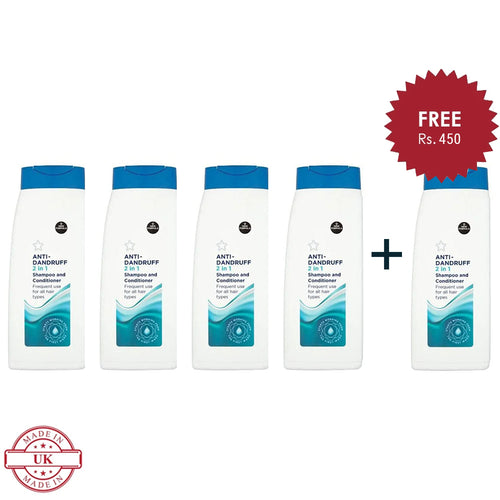 Superdrug Anti-Dandruff 2-in-1 Shampoo and Conditioner 500ml 4Pcs Set + 1 Full Size Product Worth 25% Value Free