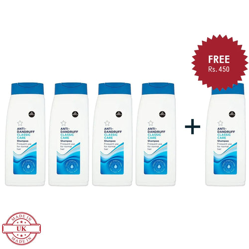 Superdrug Anti-Dandruff Classic Care Shampoo 500ml 4Pcs Set + 1 Full Size Product Worth 25% Value Free