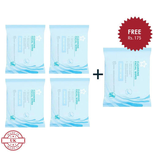 Superdrug Essential Facial Cleansing Wipes X25 (For Dry Skin) 4Pcs Set + 1 Full Size Product Worth 25% Value Free