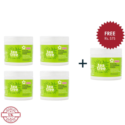 Superdrug Tea Tree Facial Cleansing Pads 4Pcs Set + 1 Full Size Product Worth 25% Value Free