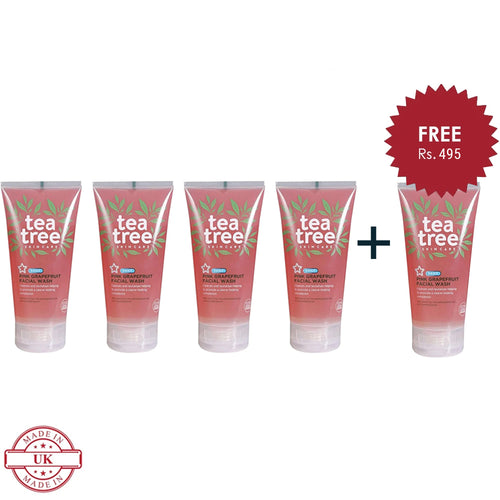 Superdrug Tea Tree Pink Grapefruit Facial Wash 150ml 4Pcs Set + 1 Full Size Product Worth 25% Value Free