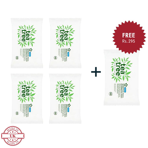 Superdrug Tea Tree Sensitive Facial Cleansing Wipes  X25 4Pcs Set + 1 Full Size Product Worth 25% Value Free