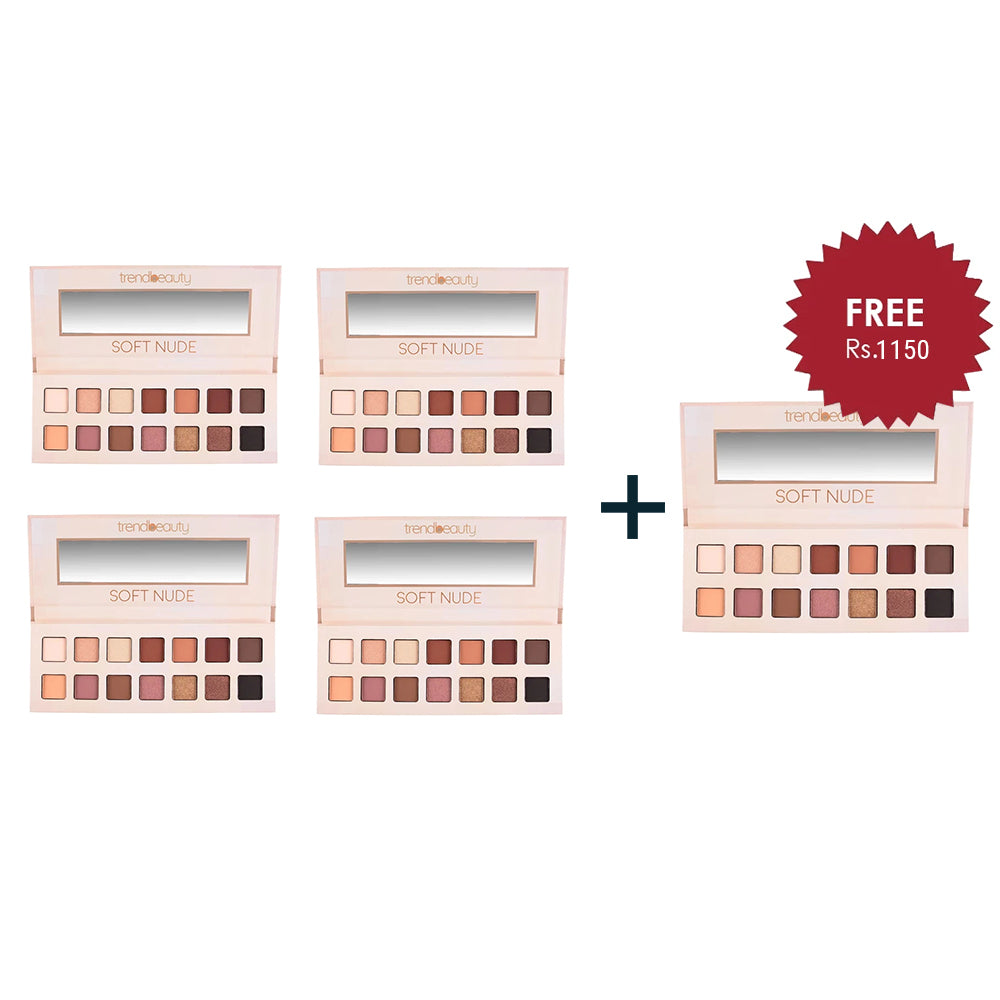    TREND BEAUTY EYESHADOW 14 COLOR PALETTE SOFT NUDE 4pc Set + 1 Full Size Product Worth 25% Value Free