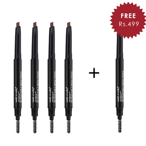 Wet N Wild Ultimate Brow Retractable Brow Pencil - Medium Brown 4pc Set + 1 Full Size Product Worth 25% Value Free