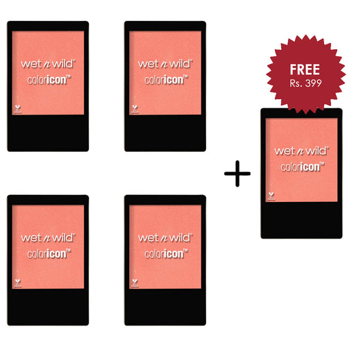 Wet N Wild Color Icon Blusher - Pearlescent Pink 4Pcs Set + 1 Full Size Product Worth 25% Value Free