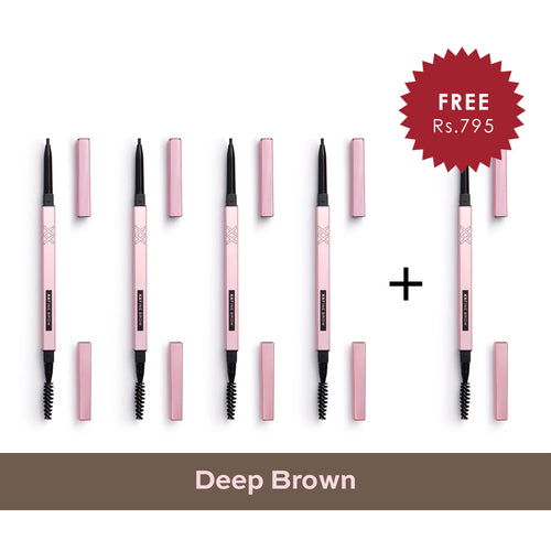 XX Revolution XXFine Micro Brow Pencil - Deep Brown 4pc Set + 1 Full Size Product Worth 25% Value Free