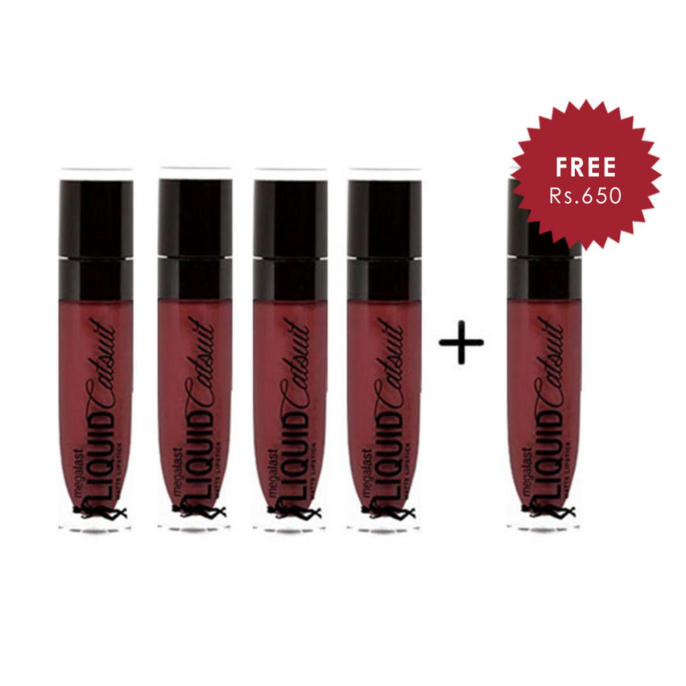 Wet N Wild Megalast Liquid Catsuit Matte Lipstick - Give Me Mocha 4pc Set + 1 Full Size Product Worth 25% Value Free