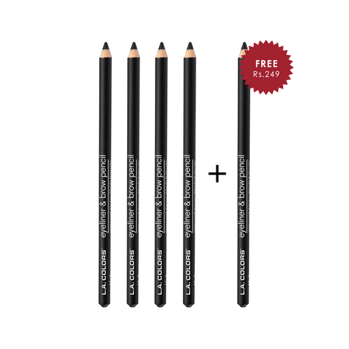 L.a Colors Eyeliner & Brow  Pencil- Very Black 4pc Set + 1 Full Size Product Worth 25% Value Free