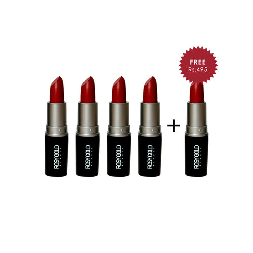 Rosy Gold Matte Lipstick Red Cinamon M4 4pc Set + 1 Full Size Product Worth 25% Value Free