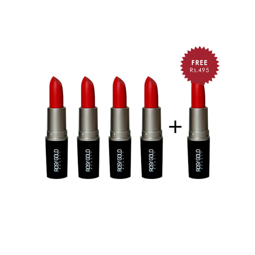 Rosy Gold Matte Lipstick Red Tangerine M8 4pc Set + 1 Full Size Product Worth 25% Value Free